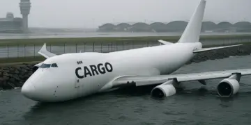 Cargo plane skids off runway into sea at Hong Kong airport, two dead