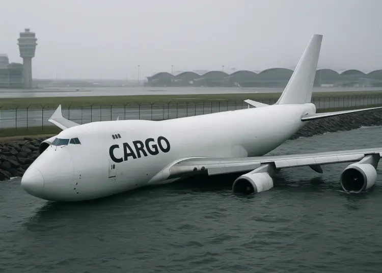 Cargo plane skids off runway into sea at Hong Kong airport, two dead