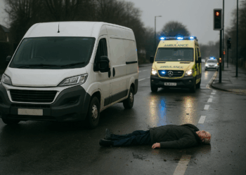 Elderly man critically injured in van and pedestrian collision