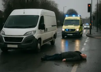 Elderly man critically injured in van and pedestrian collision