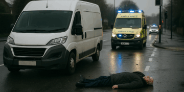 Elderly man critically injured in van and pedestrian collision