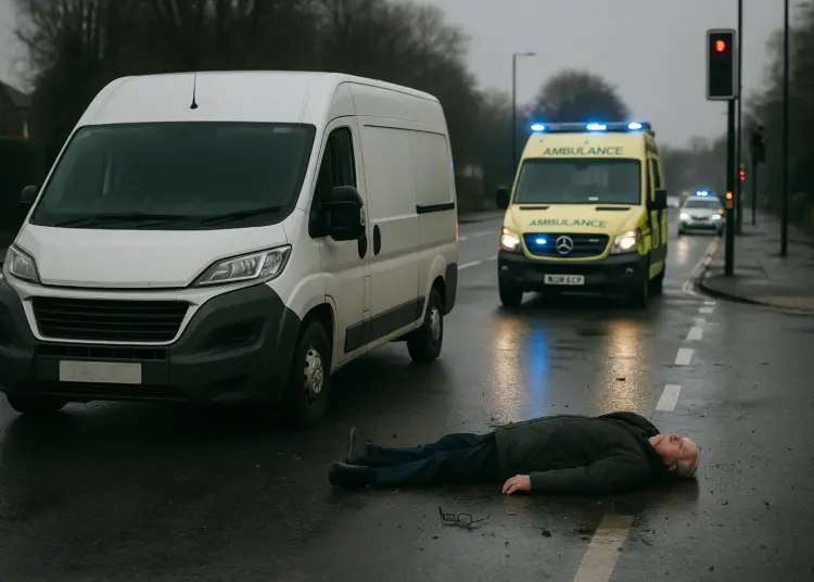 Elderly man critically injured in van and pedestrian collision