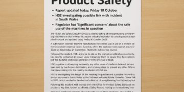 HSE warns of safety risks after Swindon explosion linked to printing machines