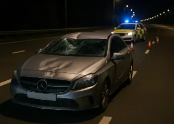 Woman injured in M55 pedestrian collision