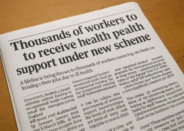 New government scheme aims to support workers at risk of job loss due to ill health