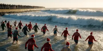 Swimmers brave icy waters for New Year's Day dips amid weather warnings
