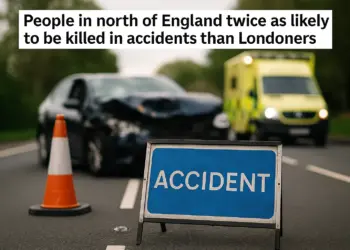 Accidental deaths twice as common in north of England compared to London