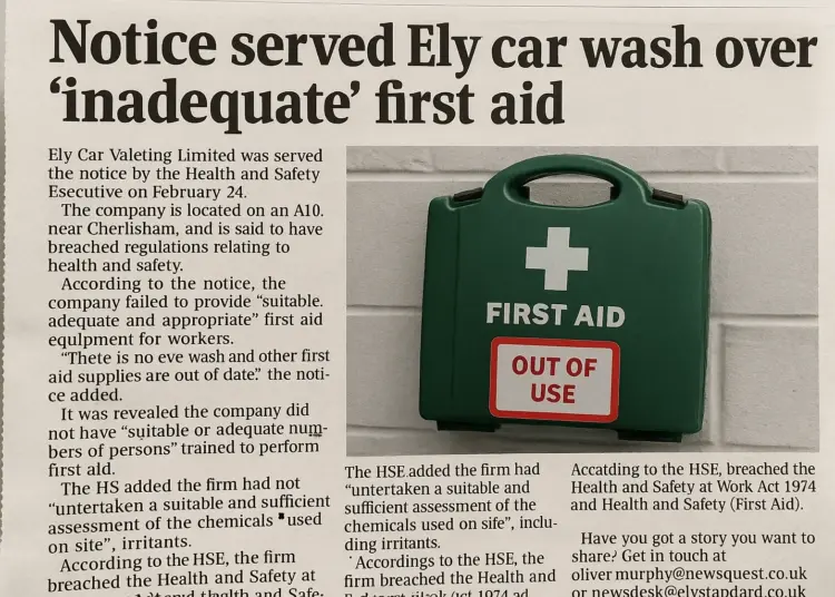 Ely car valeting firm served notice for health and safety violations