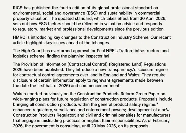 Government announces new regulations and standards across property and construction sectors