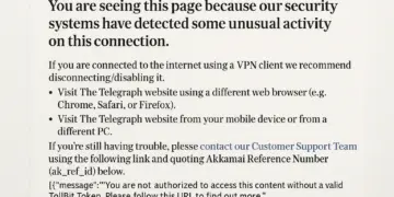 Security alert limits access to The Telegraph website