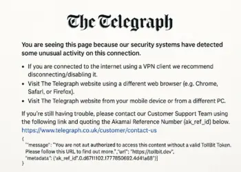 Security measures block access to The Telegraph website