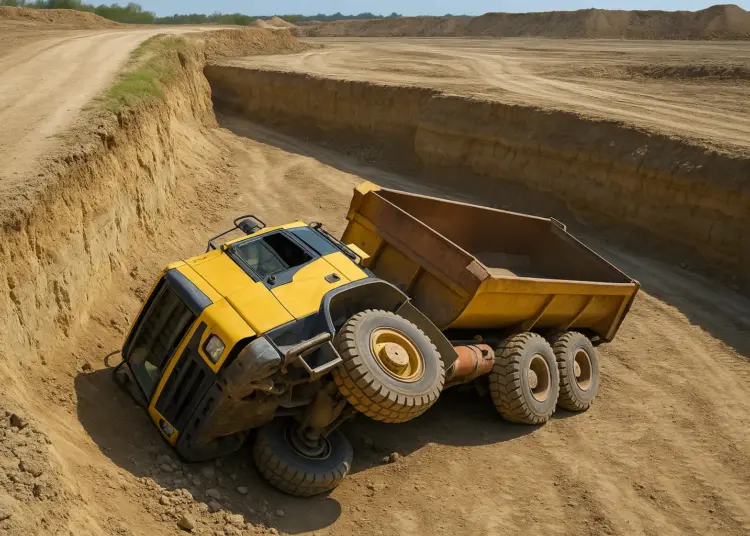 Construction joint venture fined after truck falls from excavation ramp injuring driver
