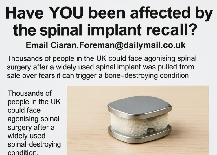 Thousands face potential spinal surgery due to implant recall