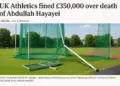 UK Athletics fined over death of Paralympic athlete Abdullah Hayayei