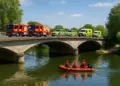 Emergency services respond to water rescue operation at Donnington Bridge