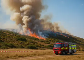 Fire continues to burn in South Wales as emergency services battle blaze