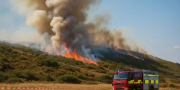 Fire continues to burn in South Wales as emergency services battle blaze