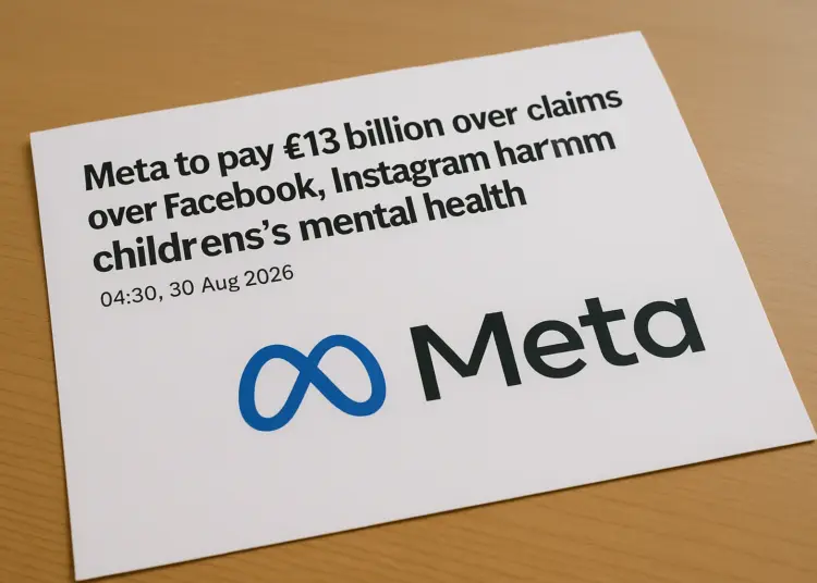 Meta to pay £13 billion for harming children's mental health