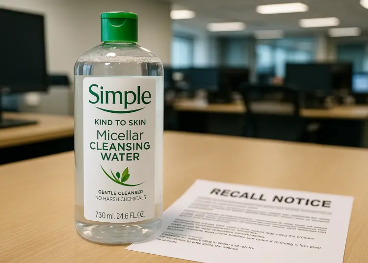 Urgent recall of Simple micellar cleansing water over eye inflammation risk
