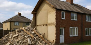 Man blames council delays after demolishing half of semi-detached house