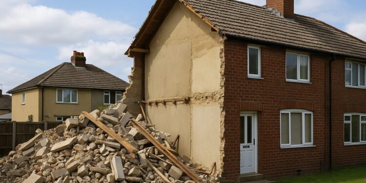 Man blames council delays after demolishing half of semi-detached house