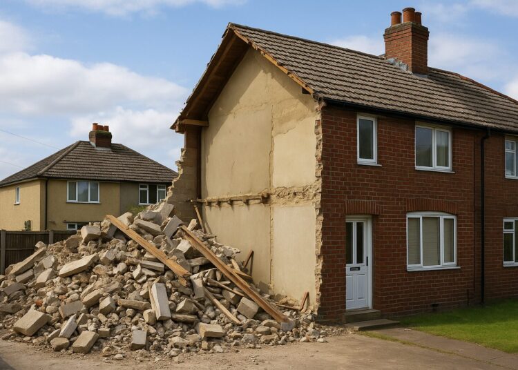 Man blames council delays after demolishing half of semi-detached house